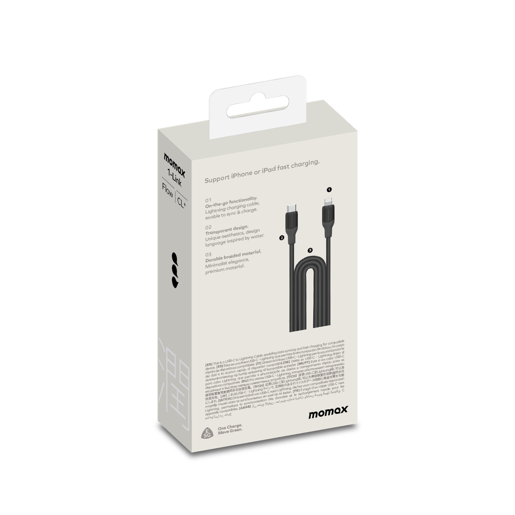 Momax 1-Link Flow 35W USB-C to Lightning Cable | 2m Momax 1-Link Flow 35W USB-C to Lightning Cable | 2m